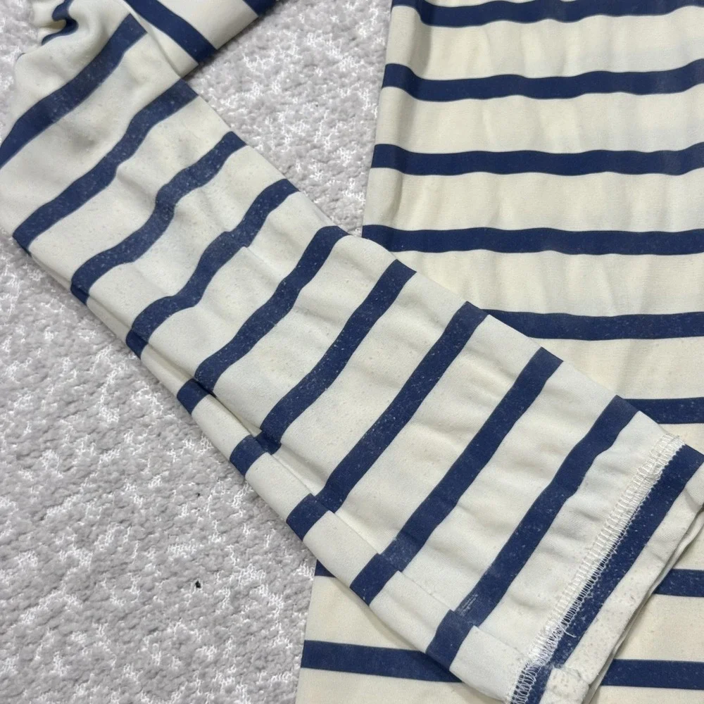 Boden Rash Guard Shirt Youth 11-12Y Blue White Striped Long Sleeve UPF 40+ Swim